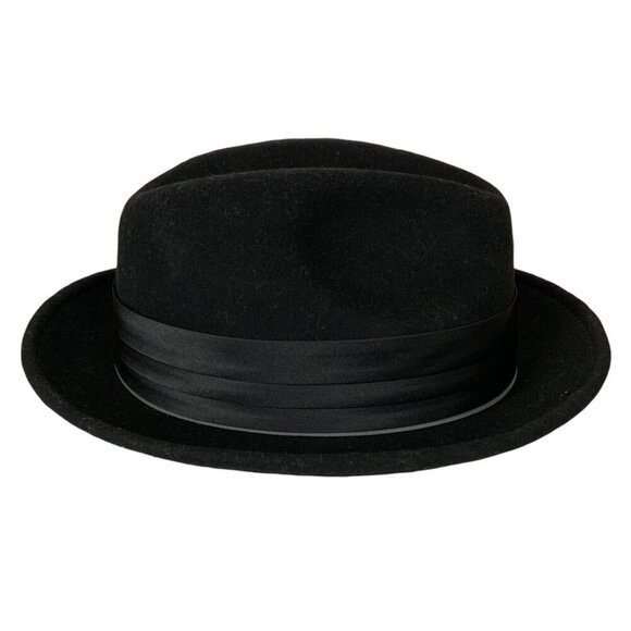 Stacy Adams Mens Black Wool Fedora Hat Satin Band Feather Accent Size XL - Picture 10 of 12